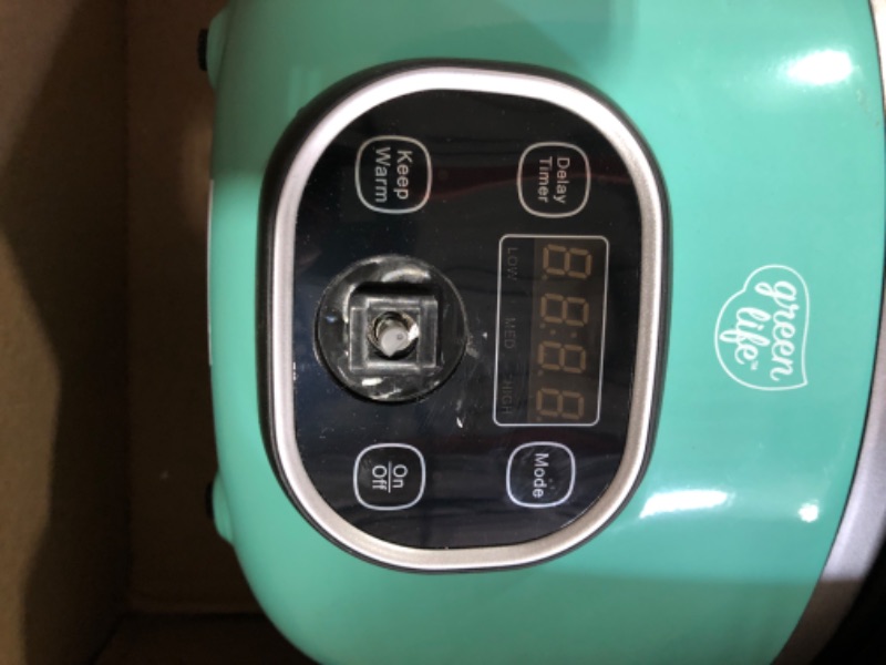 Photo 4 of ***SEE NOTES*** GreenLife 6 QT Ceramic Slow Cooker, PFAS-Free, Programmable, Removable Healthy Nonstick Pot for large families, Sear on Stovetop, Keep Warm, Digital Timer, Dishwasher Safe Glass Lid & Crock, Turquoise