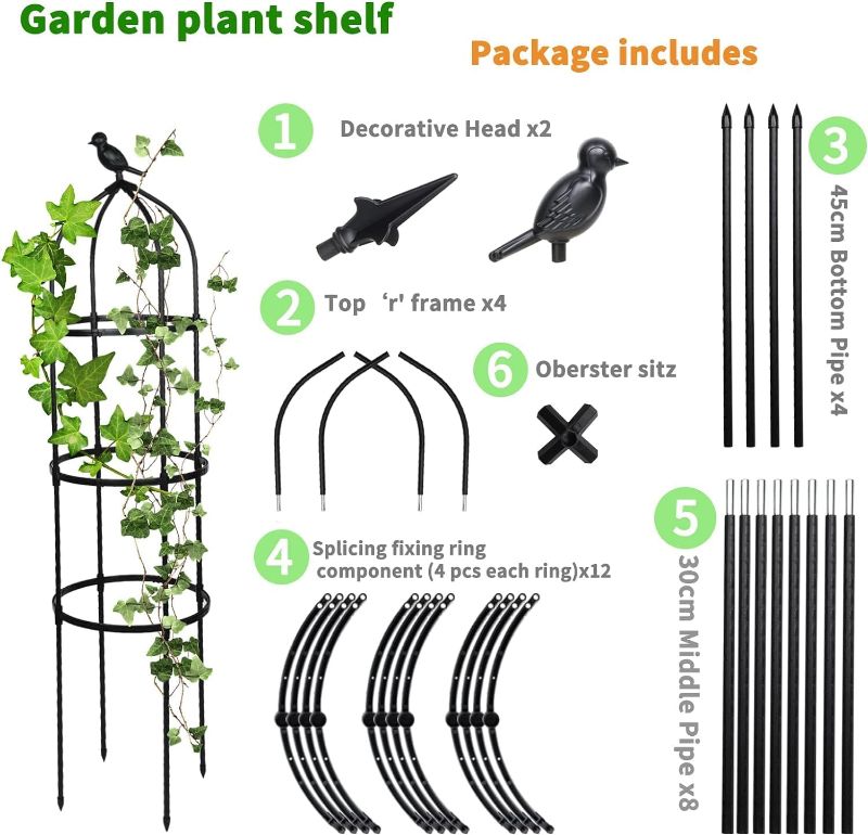 Photo 4 of (READ FULL POST) PARTS FOR Garden Obelisk Trellis for Climbing Plants Outdoor 6 Ft Tall Rose Rustproof Plant Support Potted Flowers Vegetable Vine Jasmine Support Indoor Outdoor 5FT 2 Pcs