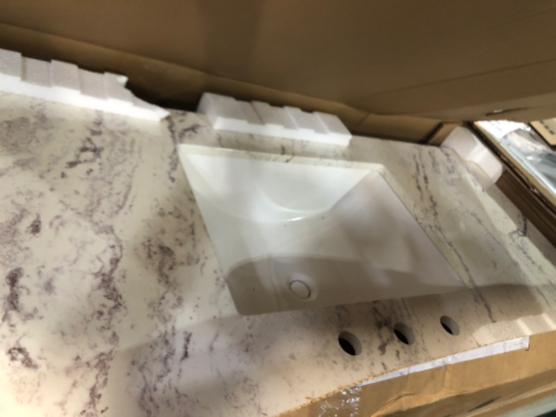 Photo 1 of 49 in. W x 22 in. D Stone Effects Cultured Marble Vanity Top in Lunar with Undermount White Sink