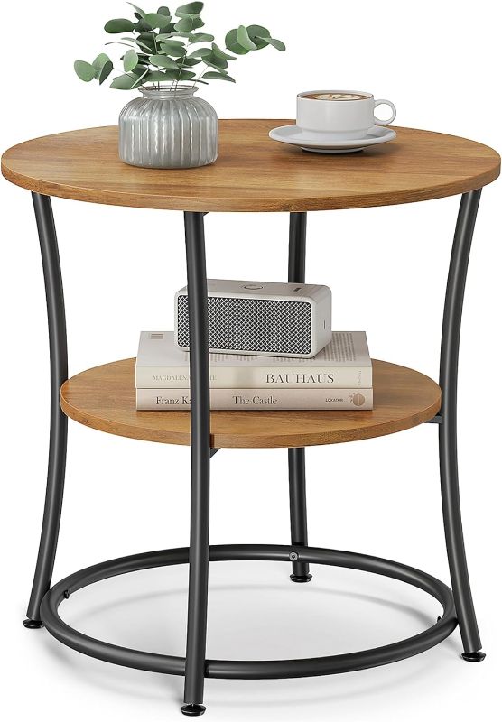 Photo 1 of ***USED - LIKELY MISSING PARTS - UNABLE TO VERIFY FUNCTIONALITY***
VASAGLE Side Table, Round End Table with 2 Shelves for Living Room, Bedroom, Nightstand with Steel Frame for Small Spaces, Outdoor Accent Coffee Table, Greige and Ink Black, 21.7"D x 21.7"