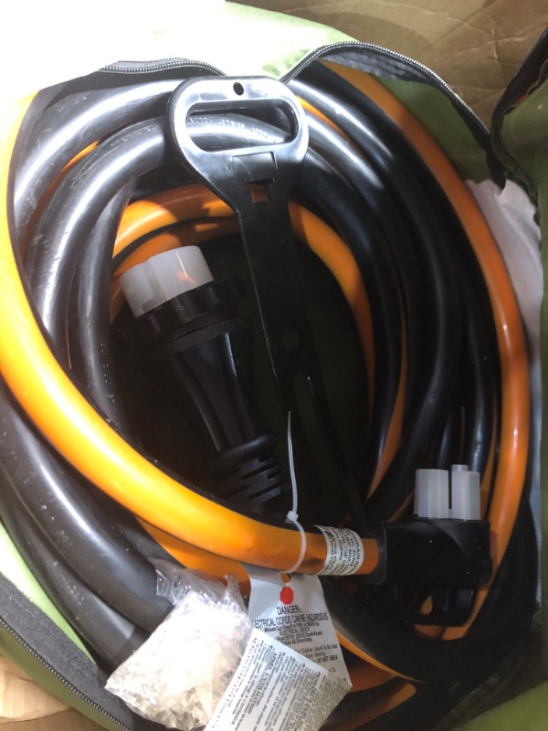 Photo 2 of ***USED - LIKELY MISSING PARTS - UNABLE TO VERIFY FUNCTIONALITY***
50 Amp 25 Foot RV/EV Extension Cord, Heavy Duty STW Cord with Cord Organizer and Storage Bag,NEMA 14-50P/R Standard Plug Suit for EV Charging and RV Trailer Campers, ETL Listed(Black&Orang