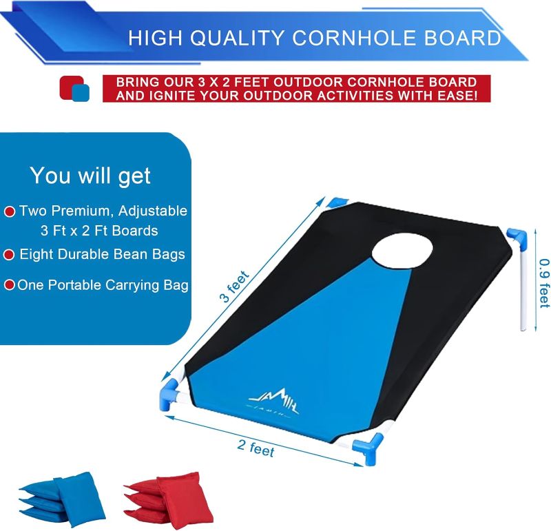 Photo 4 of (READ FULL POST) Himal Portable PVC Framed Cornhole Game Set with 8 Bean Bags and Carrying Bag (Blue-Red,3 x 2-feet)
