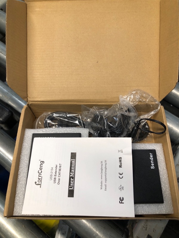 Photo 3 of ***ITEM TESTED FOR POWER, UNABLE TO TEST FURTHER***LornCeng USB Extender to RJ45 Over Cat5e/6/7 up to 492ft/150M, 4 USB 2.0 Ports, USB Ethernet Extender Over IP Gigabit Switch, Plug and Play for Windows, MacOS, Android, Linux, with One Power Adaptor