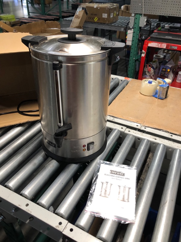 Photo 6 of ***HEAVILY USED AND DIRTY - DOESN'T POWER ON - UNABLE TO TROUBLESHOOT - SEE PICTURES***
SYBO SR-CP-100B Commercial Grade Stainless Steel Percolate Coffee Maker Hot Water Urn for Catering, 100-Cup 16 L, Metallic
