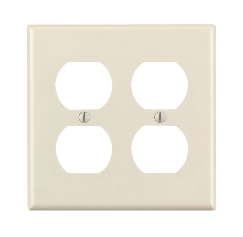 Photo 1 of ** NON-REFUNDABLE BUNDLE OF 8 ** Leviton 78016 2-Gang Duplex Device Receptacle Wallplate, Standard Size, Thermoset, Device Mount, Light Almond