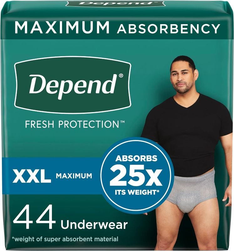 Photo 1 of (READ FULL POST) Depend Fresh Protection Adult Incontinence Underwear for Men (Formerly Depend Fit-Flex), Disposable, Maximum, Extra-Large, Grey, 44 Count, Packaging May Vary XX-Large XX-Large