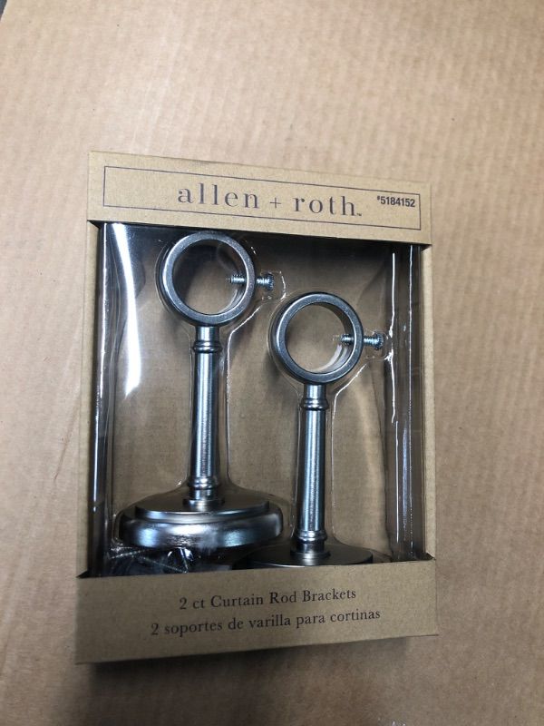 Photo 2 of allen + roth 2-Pack Brushed Nickel Aluminum Single Curtain Rod Bracket
