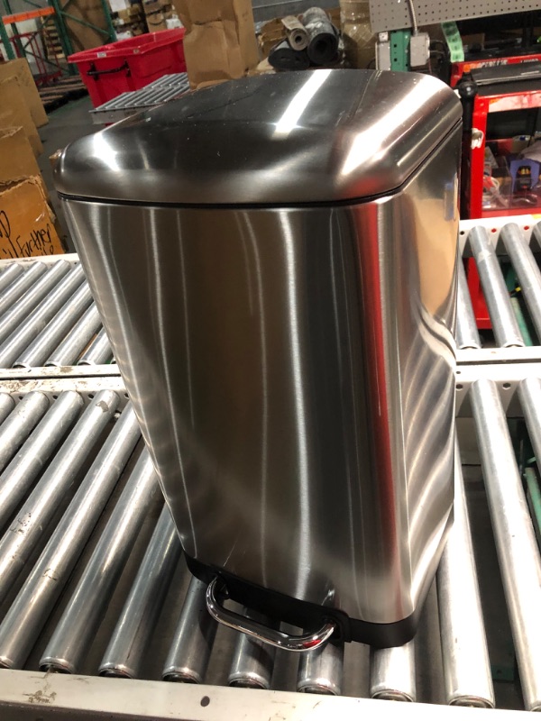 Photo 4 of ***USED - DENTED***
Step-on Trash Can Garbage Can with Lid and Metal Pedal Silver Color, 8" L x 12" W x 21" H