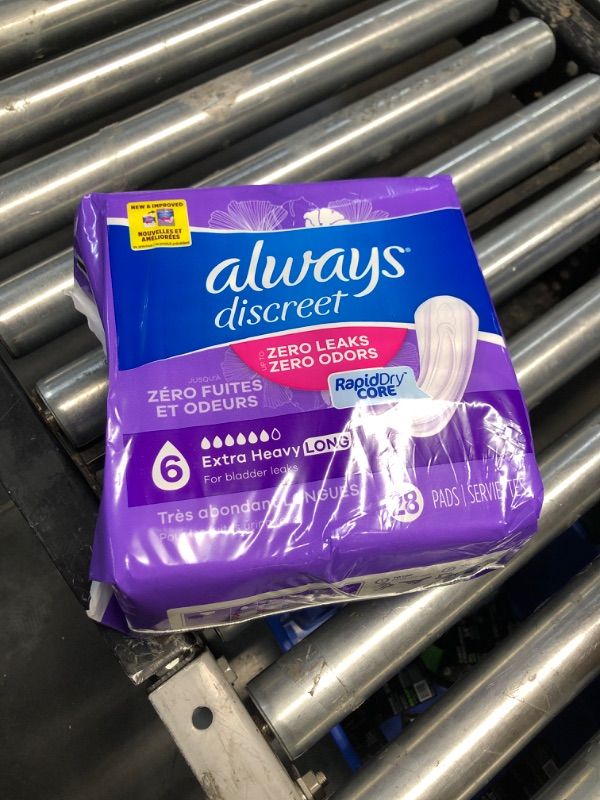 Photo 2 of Always Discreet for Bladder Leaks, Ultimate Overnight, Long Length, 28 Pads (Packaging May Vary) 28 Count (Pack of 1) 28