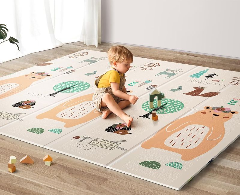 Photo 1 of *MINOR CUT BY BOX CUTTER* UANLAUO Foldable Baby Play Mat, Extra Large Waterproof Activity Playmats for Babies,Toddlers, Infants, Play & Tummy Time, Foam Baby Mat for Floor with
