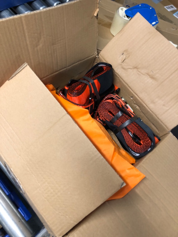 Photo 2 of HFS(R) 4PC 1-1/2" x 15 ft Heavy Duty Ratchet Cargo Tie Down Straps 3000lbs Dual J-Hooks Orange