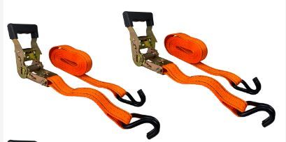 Photo 1 of HFS(R) 4PC 1-1/2" x 15 ft Heavy Duty Ratchet Cargo Tie Down Straps 3000lbs Dual J-Hooks Orange