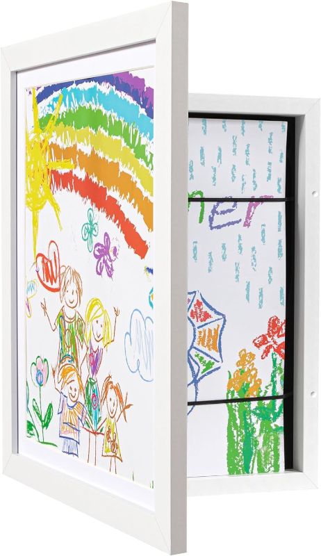 Photo 1 of ***USED - NO PACKAGING***
eletecpro 10x12.5 Kids Art Frame Front Opening with Glass Cover, Display Artwork A4 & 8.5x11 with Mat or 10x12.5 without Mat, Artwork Picture Frame Changeable with Storage for Wall and Tabletop, White