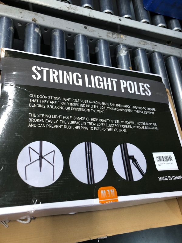 Photo 2 of ***MAJOR DAMAGE - BENT - RUSTED - SEE PICTURES - MISSING NUMEORUS PARTS***
XDW-GIFTS String Light Pole - Steel Poles for Outdoor String Lights Hanging, Garden, Backyard, Patio Lighting Stand for Parties, Christmas, Wedding, 2 Pack (9.6FT)