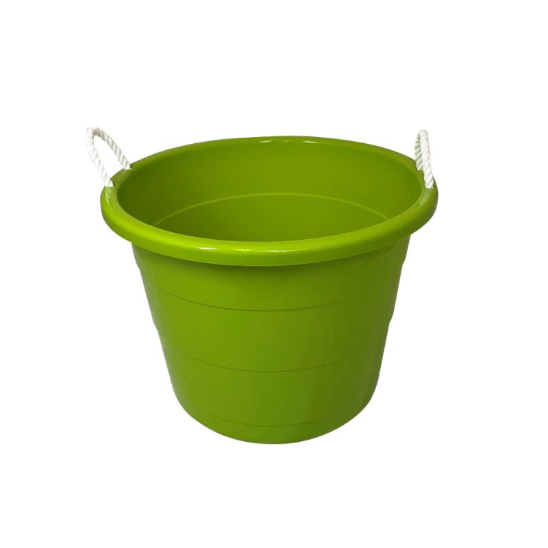 Photo 1 of *MINOR DENT* Homz 2 Pack of 17 Gallon Storage Buckets, Durable Plastic Containers, Sturdy Rope Handles, Large Tubs for Sports Equipment, Party Cooler, Gardening, Toys and Laundry, Bold Lime