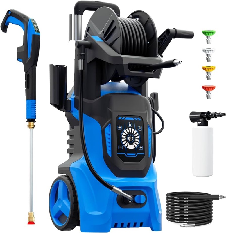 Photo 1 of Electric Pressure Washer 4500 PSI Max 3.2 GPM,Power Washer with RC Adjustable Pressure,4 Nozzles and 500ml Foam Cannon,for Cars,Patios and Floor Cleaning