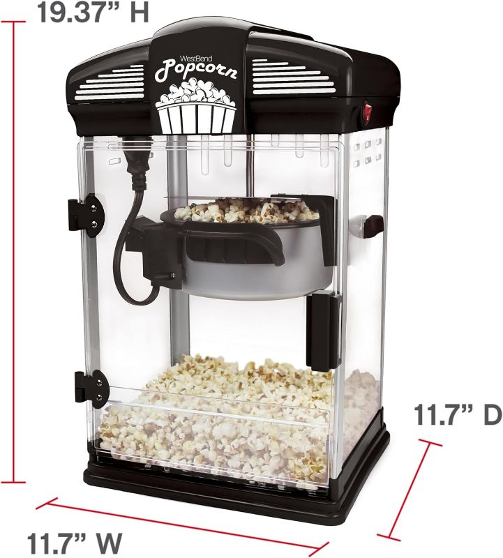 Photo 3 of (NON-REFUNDABLE) West Bend 82515b Theater Style Hot Popcorn Popper Machine with Nonstick Kettle I