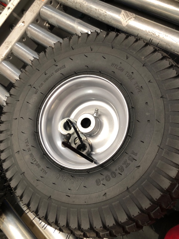Photo 1 of (2 Pack) 15 x 6.00-6 Tire and Wheel Set - for Lawn Tractors with 3/4" Sintered iron bushings 15" x 6.00-6" Silver