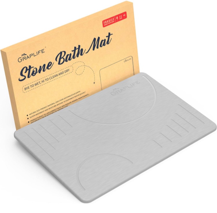 Photo 1 of **MINOR DAMAGE PREV USED**
Stone Bath Mat Non-Slip Fast-Drying Mat for Kitchen Counter Tub & Bathroom Floor Super Absorbent Diatomaceous Earth Shower Mat -Light Gray 23.6x15.35