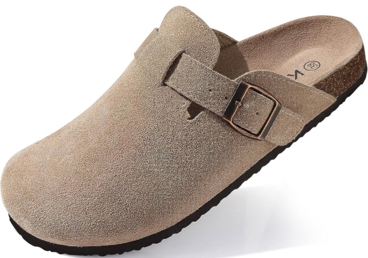 Photo 1 of Women's Suede Clogs Leather Mules Cork Footbed Sandals Potato Shoes with Arch Support Size 10 