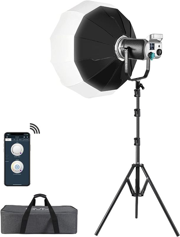 Photo 1 of ***USED - LIKELY MISSING PARTS - UNABLE TO VERIFY FUNCTIONALITY***
GVM 200W LED Video Light with Lantern Softbox, SD200D Photography Studio Lighting Kit with Bluetooth/DMX Control, 93000lux@0.5m 3200K-5600K Bi-Color Continuous Output Lighting for YouTube