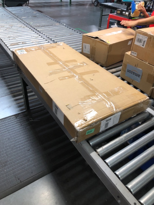 Photo 1 of Corner TV Stand with 3 Open Divided Storage, Corner TV Console with Metal Feet and Anti-Slip Pads, Corner Entertainment Stand with Cable Hole