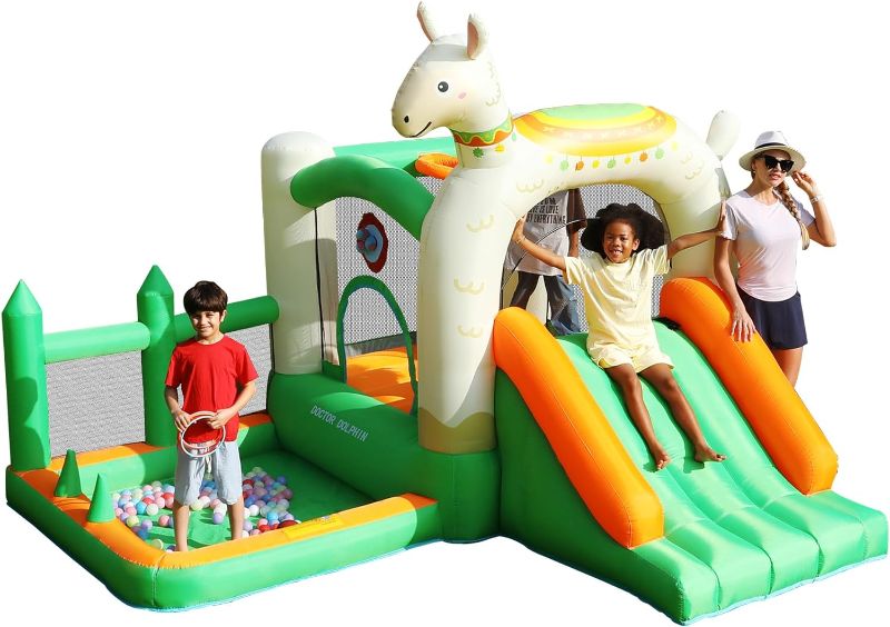 Photo 1 of Bounce House Inflatable Bouncer with Slide Alpaca Jumping Castle Kids Bouncy Castle with Ball Pit for Wet and Dry
