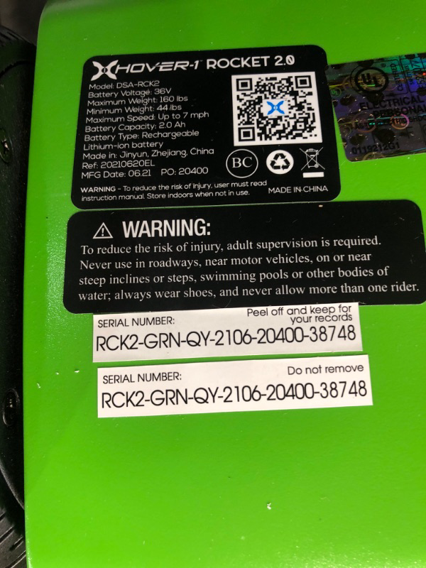 Photo 4 of **PARTS ONLY NON-REFUNDABLE READ NOTES**Hover-1 Rocket Electric Self-Balancing Hoverboard with 6.5” LED Light-Up Wheels, Dual 160W Motors, 7 mph Max Speed, and 3 Miles Max Range