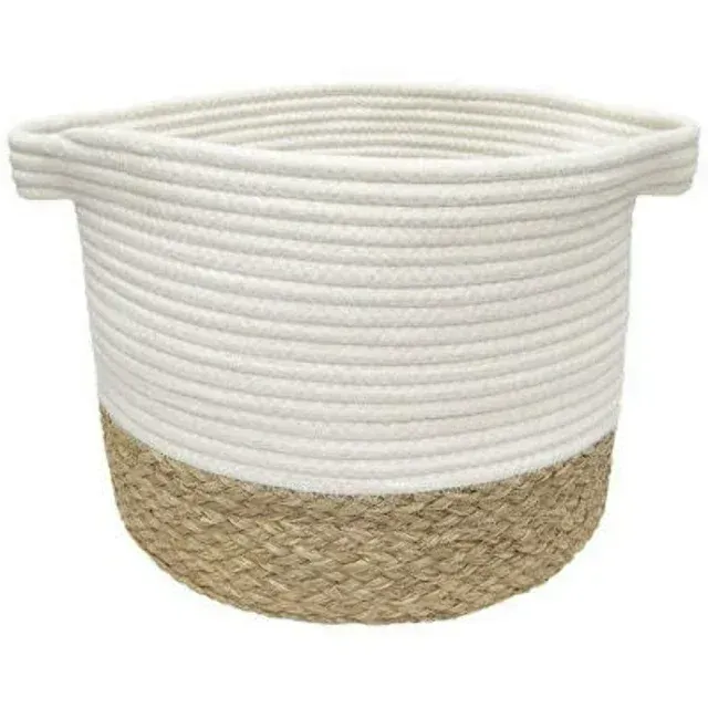 Photo 1 of allen + roth Rope and sea grass (12-in W x 9.5-in H x 12-in D) Beige and Natural Sea Grass Basket
