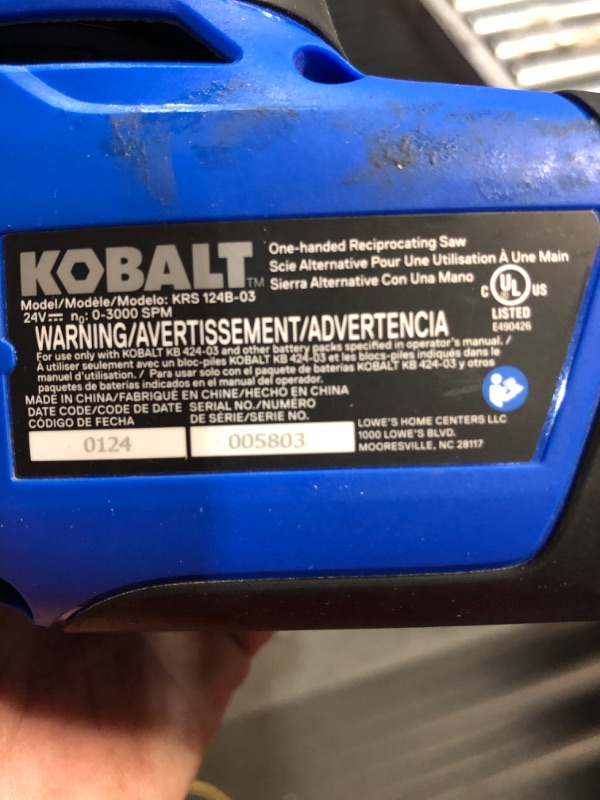 Photo 3 of **READ NOTES**
Kobalt 24v max brushless one handed Reciprocating saw