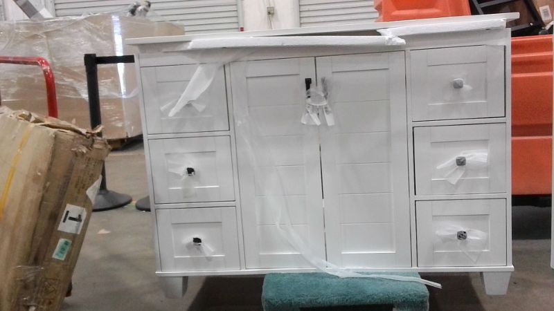 Photo 3 of allen + roth Rigsby 48-in White Undermount Single Sink Bathroom Vanity with White Engineered Marble Top
