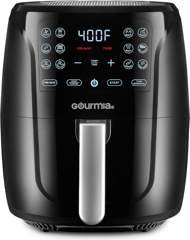 Photo 1 of ** broken on bottom see pics** Gourmia Air Fryer Oven Digital Display 6 Quart Large AirFryer Cooker 12 1-Touch Cooking Presets, XL Air Fryer Basket 1500w Power Multifunction Black