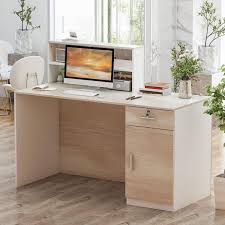 Photo 1 of [READ NOTES]
23.6 in. Rectangular White MDF Computer Desk with Flat Desktop, 1-Drawer, 4-Shelves and a Single -Door Container