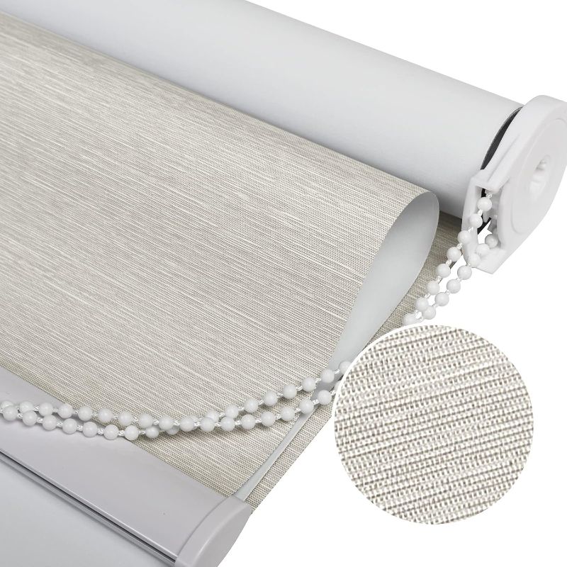 Photo 1 of (READ FULL POST) Joydeco 100% Blackout Roller Shade, Window Blind with Thermal Insulated, UV Protection Fabric, Total Blackout Roller Blind for Office and Home, Easy to Install, Beige,33" W x 75" H Beige 33"W x 75"H