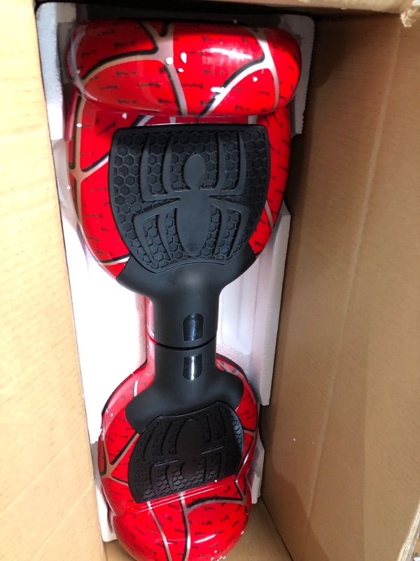 Photo 2 of **MISSING PARTS** READ NOTES**
Spider-Pattern Hoverboard for Kids Ages 6-12, with Bluetooth Speaker 6.5" Hover Board, UL2272 Safety Certified Red