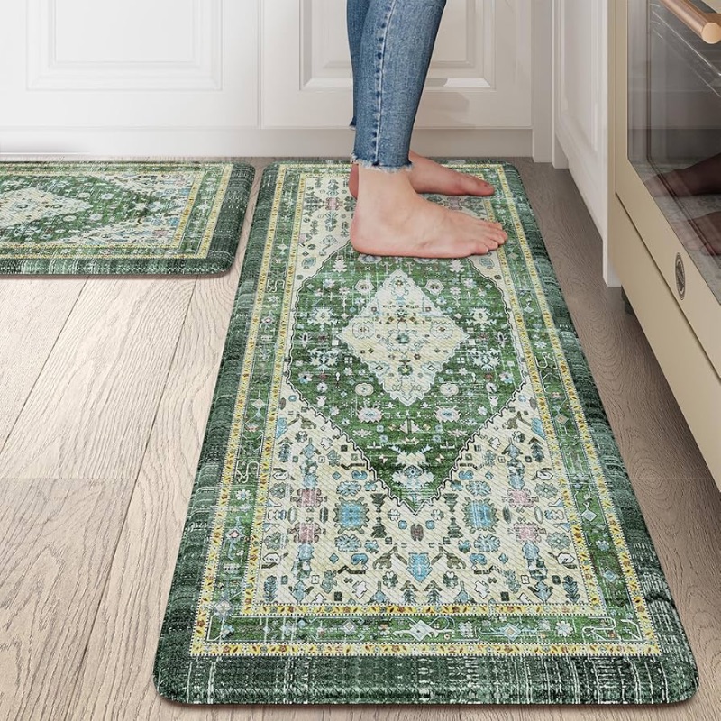 Photo 1 of ***USED***Collive Boho Kitchen Mat, Cushioned Anti Fatigue Kitchen Rug Set, 2 Piece Non-Skid Waterproof Kitchen Mats for Floor, Comfort Heavy Duty Standing Mat for Kitchen, Laundry, Office, Desk