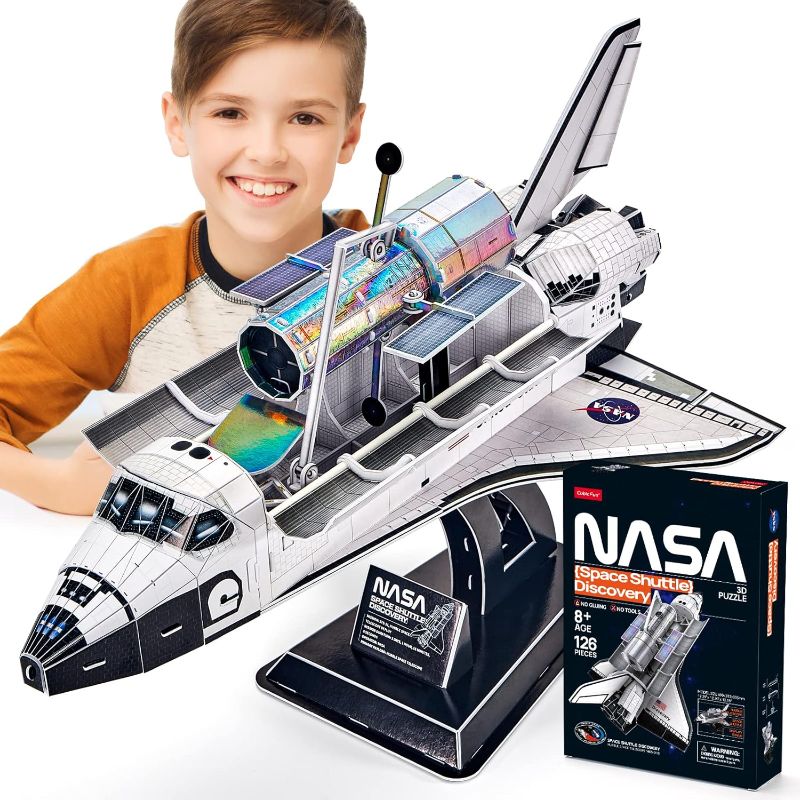 Photo 1 of (READ FULL POST) NASA Space Shuttle Discovery 3D Puzzles for Adults Kids Space Toys for Boys 5-8 Rocket Ship Puzzles for Kids Ages 8-10 12-14 Building Toys Crafts for Adult Space Exploration Puzzle, 126 Pieces
