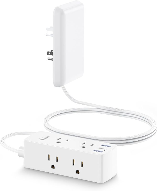 Photo 1 of ***STOCK PHOTO REFERENCE ONLY*** Extension Cord with Outlet Cover, Olcorife Flat Plug Power Strip with 6 Outlets and 3 USB Ports, 2000 Joules Surge Protector, 5 FT Cord Hidden Outlet Extender for Tight Spaces
