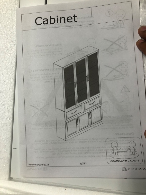 Photo 3 of ***PARTIAL SET - BOX 1 OF 2 ONLY - MISSING MIRROR AND NUMEROUS OTHER PARTS - CANNOT BE FULLY ASSEMBLED***
Homsee Tall Bookcase Bookshelf with Storage Shelves, Drawers & 3 Glass Doors, Wooden Display Storage Cabinet with 8 Compartments for Home Office, Liv