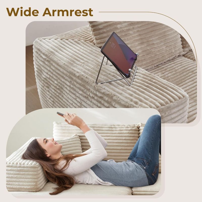 Photo 1 of ***STOCK PHOTO REFERENCE ONLY*** 1 Left Facing Chaise Beige,plush Corduroy (BOX 5)