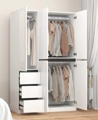 Photo 1 of 48"W white Wardrobe Closet ?Wardrobe Clothes Storage with drawer and Hanging Rail
