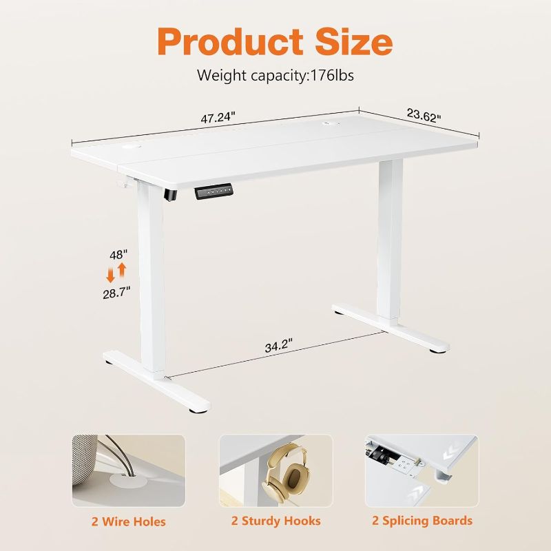 Photo 4 of **DESK TOP ONLY** Sweetcrispy Standing Desk, 48inch Electric Sit Stand up Desk, White