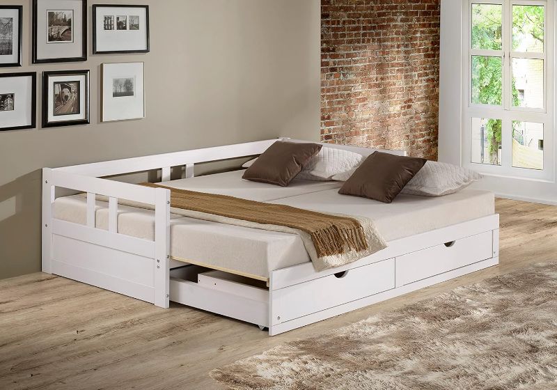 Photo 1 of **PARTS ONLY NON REFUNDABLE** PARTS ONLY**
Alaterre Furniture Melody Extendable Pine Trundle Bed Daybed w/ Underbed Storage, White, Twin
