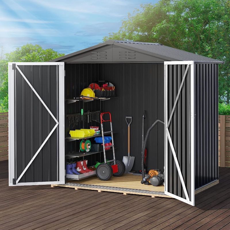 Photo 1 of ***(PARTS ONLY/ NON FUNCTIONAL/ NO RETURNS OR REFUNDS) ***
DWVO Outdoor Storage Shed 5.6x3.3ft, Large Metal Tool Sheds, Heavy Duty Storage House with Lockable Doors & Air Vent for Backyard Patio Lawn to Store Bikes, Tools, Lawnmowers,Dark Gray