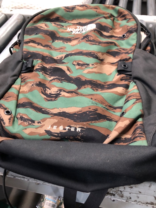 Photo 2 of ***MISSING FRONT STRAPS*** THE NORTH FACE Jester Commuter Laptop Backpack, Deep Grass Green Painted Camo Print/Asphalt Grey, One Size