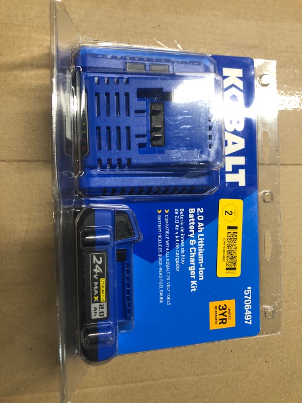 Photo 1 of **STOCK PHOTO FOR REFERENCE ONLY**READ NOTES**
Kobalt 24-V hium-ion Battery and Charger (2 Ah)