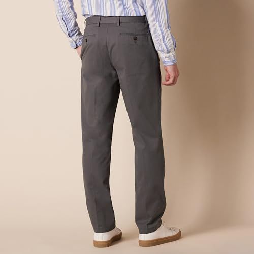 Photo 3 of Amazon Essentials Men's Straight-Fit Wrinkle-Resistant Flat-Front Chino Pant, Grey, 36W X 32L