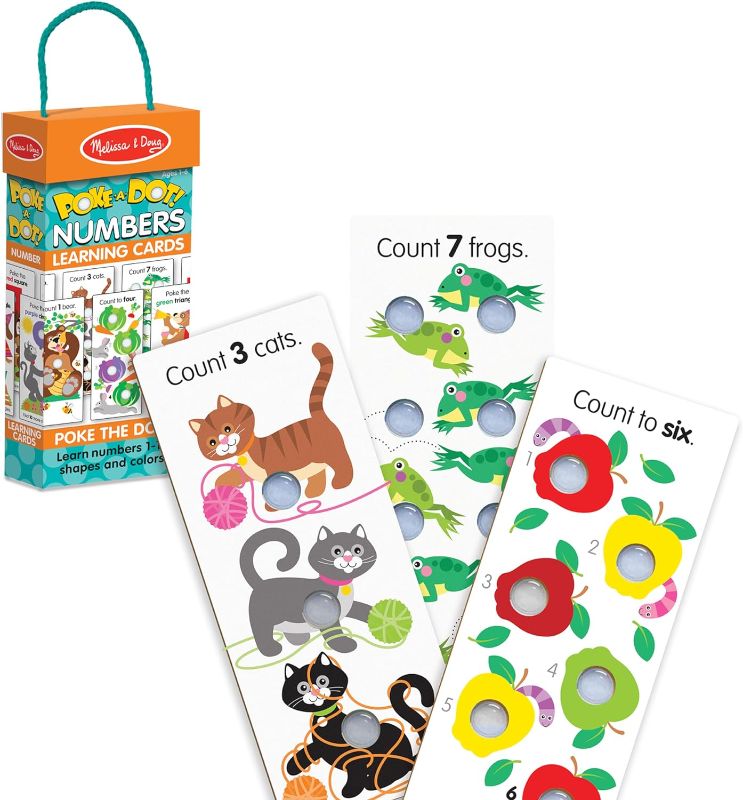 Photo 1 of ***STOCK PHOTO REFERENCE ONLY*** 
Melissa & Doug Poke-A-Dot Jumbo Number Learning Cards - 13 Double-Sided Numbers, Shapes, and Colors with Buttons to Pop - Poke A Dot Book Oversized...
Pattern Name:Cards