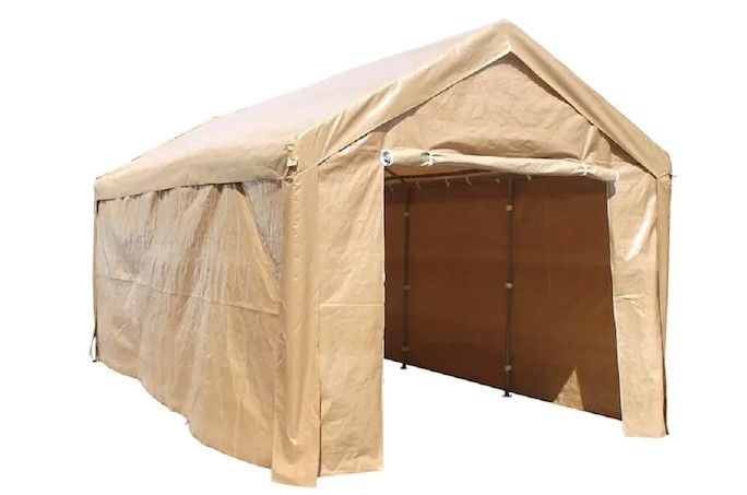 Photo 1 of **ONLY THE COVER** 10 ft. W x 20 ft. D Beige Roof Heavy-Duty Carport
