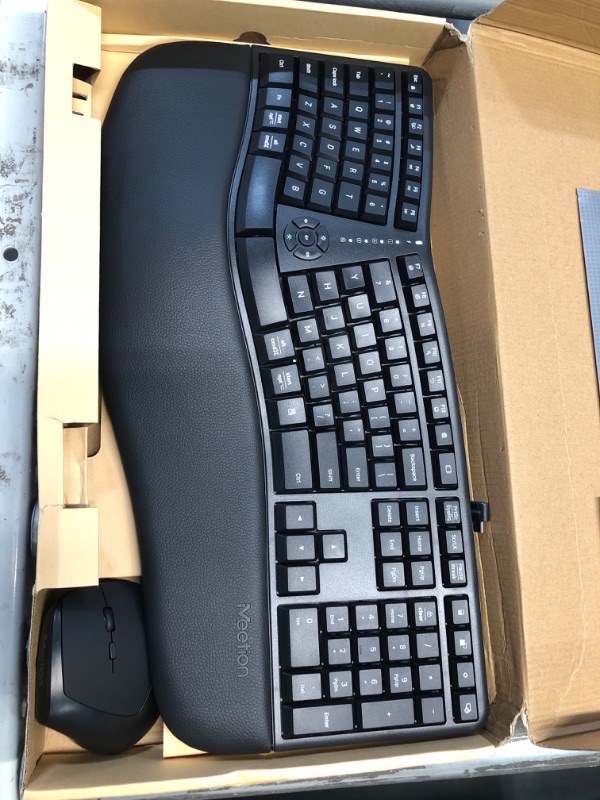 Photo 2 of (READ FULL POST) MEETION Ergonomic Wireless Keyboard and Mouse, Ergo Keyboard with Vertical Mouse, Split Keyboard with Cushioned Wrist, Palm Rest, Natural Typing, Rechargeable, Full Size, Windows/Mac/Computer/Laptop
